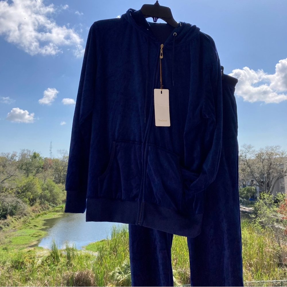 TRACKSUIT Sports set velour blue SIZE: L-XL NWT